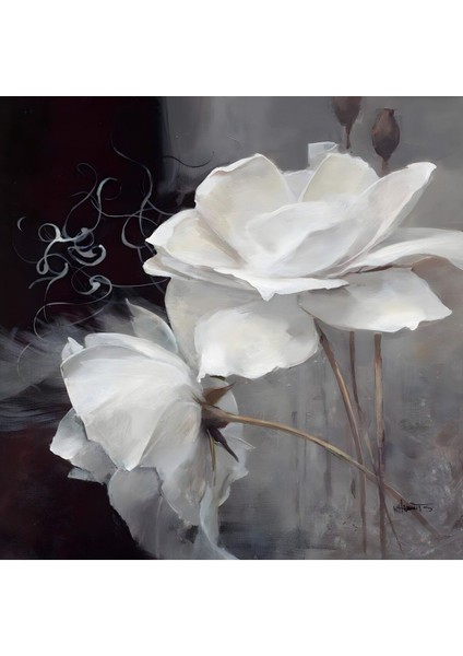 beyaz-Gri-Gold En Sevilen Çiçek Tablosu |çerçeveli Temperli Cam Tablo Tekli Dikey fiyatları