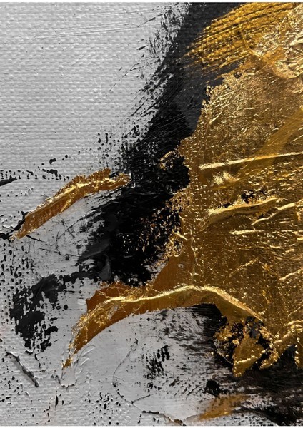 siyah-Gri-Gold Soyut Model 4 |çerçeveli Temperli Cam Tablo Tekli Dikey