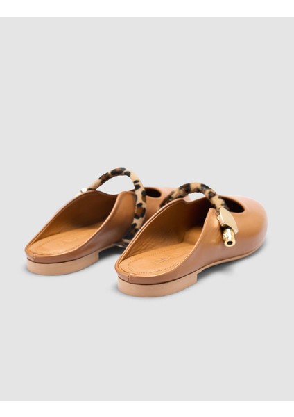 %100 Hakiki Deri Taba Kadın Leopar Detay Terlik modelleri