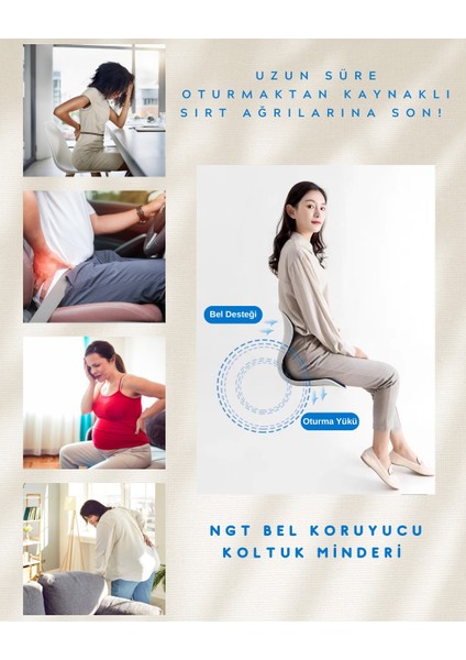 Sırt Destekli Ortopedik Bel Duruş Düzeltici Koltuk (Lacivert) indirimleri