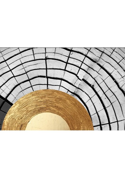 gri-Gold Etnik Soyut Modeli |çerçeveli Temperli Cam Tablo Tekli Yatay