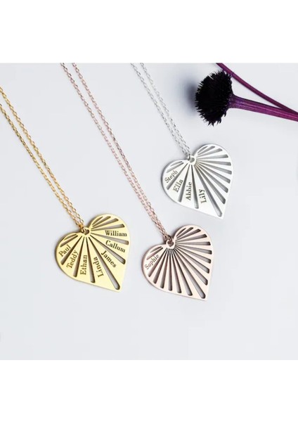 Kalpli Aile Kolye Gümüş Kişiye Özel