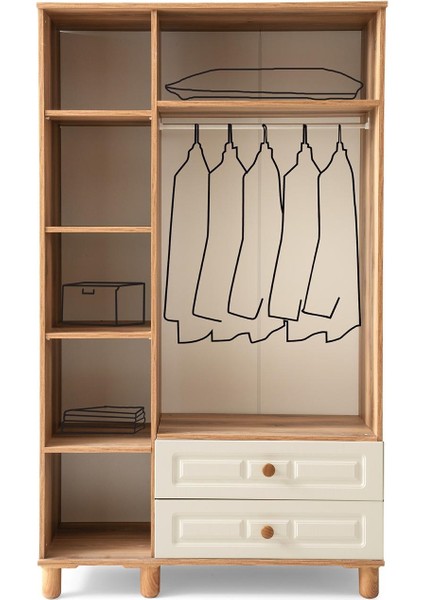 Feyzan Mdf 3 Kapılı Dolap - Krem