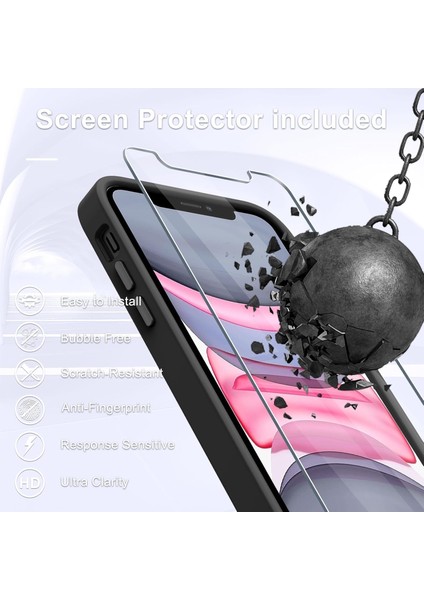 Apple iPhone 11 Kılıf Mat Magsafe Şarj Özellikli Hassas Butonlu Yumuşak Renkli Kenarlı Kapak + Ekran Koruyucu Cam Set 2in1