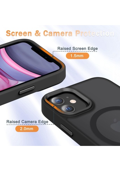 Apple iPhone 11 Kılıf Mat Magsafe Şarj Özellikli Hassas Butonlu Yumuşak Renkli Kenarlı Kapak + Ekran Koruyucu Cam Set 2in1