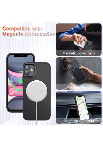 Apple iPhone 11 Kılıf Mat Magsafe Şarj Özellikli Hassas Butonlu Yumuşak Renkli Kenarlı Kapak + Ekran Koruyucu Cam Set 2in1