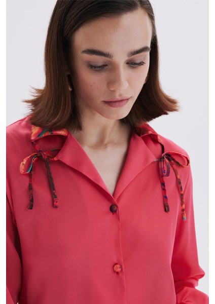 Seille Pembe Saten Uzun Pijama Takımı