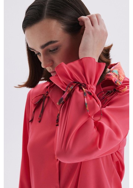Seille Pembe Saten Uzun Pijama Takımı