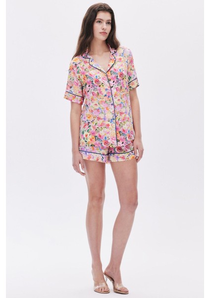 Selly Desenli Viskon Kısa Pijama Takımı