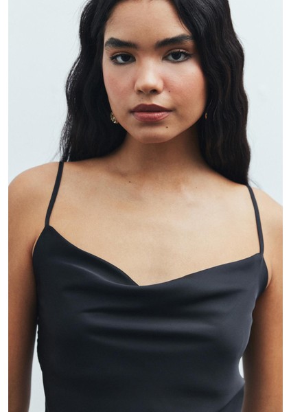 Caché Saten Siyah Degaje Yaka Askılı Kısa Pijama Takım modelleri