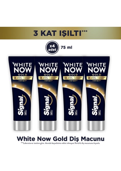 White Now Diş Macunu Gold 3 Kat Işıltı 75 ml x4