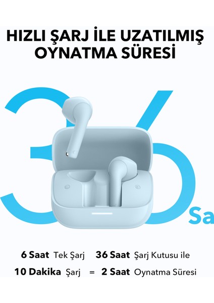 Soundcore K20i Kulak İçi Bluetooth Kulaklık - 36 Saat Çalma Süresi - ENC 2-Mikrofon ile Net Çağrılar - Mavi - A3994 (Anker Türkiye Garantili)