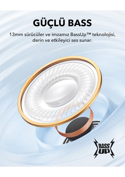 Soundcore K20i Kulak İçi Bluetooth Kulaklık - 36 Saat Çalma Süresi - ENC 2-Mikrofon ile Net Çağrılar - Mavi - A3994 (Anker Türkiye Garantili)