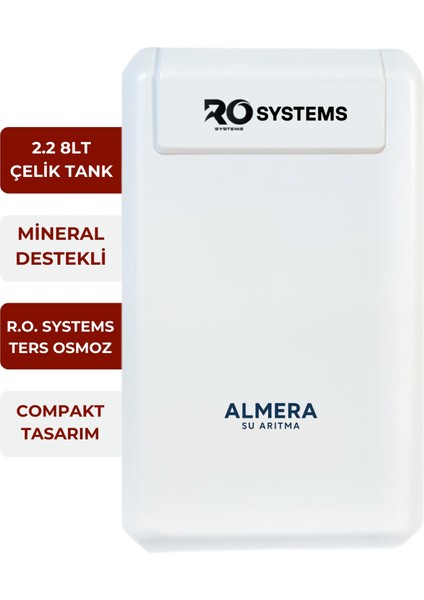 8 Aşamalı Ro Systems Su Arıtma Cihazı Premium 8 Lt Çelik Tanklı Mineralli