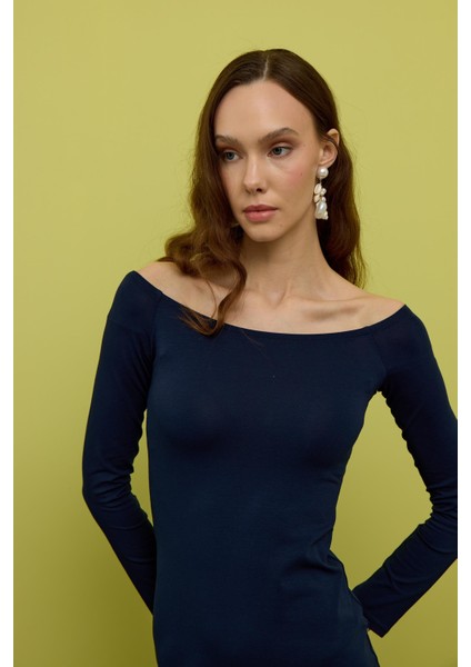 Kadın Lacivert Madonna Yakalı Mini Elbise fiyatları