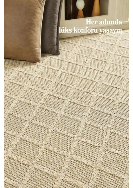 Geometrik Çizgiler Modern Tasarımlar Iskandinav Dokuma Taban Iç ve Dış Mekan Ince Sisal Halı Bej