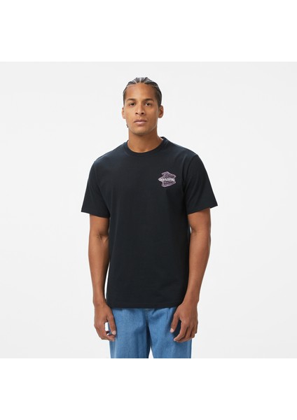 Erkek Loose Fit Grafik Baskılı Siyah T-Shirt.001