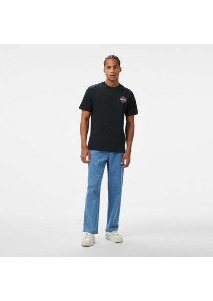 Erkek Loose Fit Grafik Baskılı Siyah T-Shirt.001 modelleri