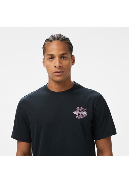 Erkek Loose Fit Grafik Baskılı Siyah T-Shirt.001 fırsatları