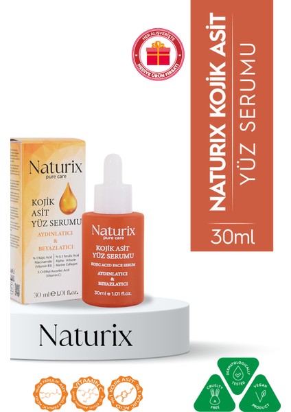 Kojik Asitli Yüz Serumu - Beyazlatıcı, Leke Giderici Bakım Serumu 30ML