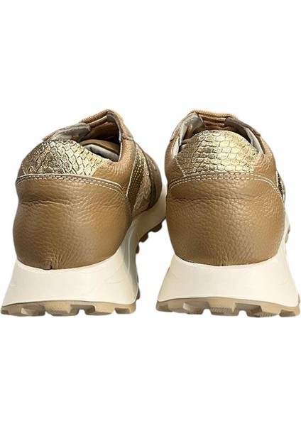 Bej Deri Dantel Detay Comfort Taban Sneaker modelleri