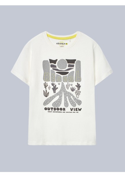 Erkek Çocuk Baskılı Tshirt 3-10 Yaş Beyaz