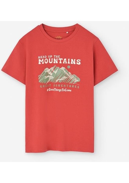 Losan Erkek Çocuk Baskılı Tshirt 3-12 Yaş Kiremit