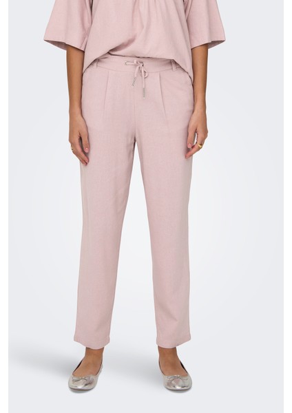 Onlcaro-Poptrash Keten Karışımlı Comfort Fit Normal Bel Düz Paça Pantolon Bayan Pantolon 15278710
