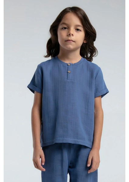 Erkek Çocuk Müslin Şortlu Takım 2-8 Yaş Indigo modelleri
