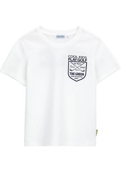 Orginal Marines Erkek Çocuk Sırt Baskılı Tshirt 2-9 Yaş Beyaz