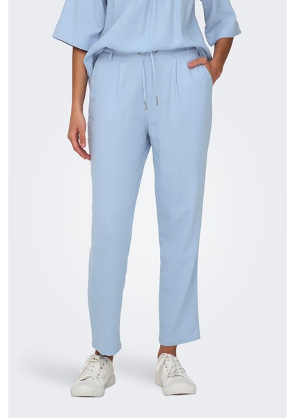 Onlcaro-Poptrash Keten Karışımlı Comfort Fit Normal Bel Düz Paça Pantolon Bayan Pantolon 15278710