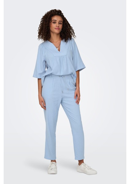 Onlcaro-Poptrash Keten Karışımlı Comfort Fit Normal Bel Düz Paça Pantolon Bayan Pantolon 15278710 fiyatları