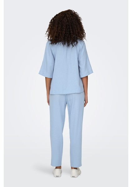 Onlcaro-Poptrash Keten Karışımlı Comfort Fit Normal Bel Düz Paça Pantolon Bayan Pantolon 15278710 modelleri