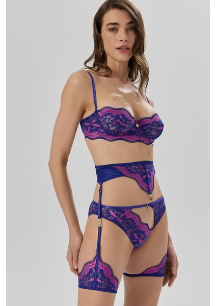 Addria Saks Mavisi Saten Dantelli Balconette Sütyen modelleri