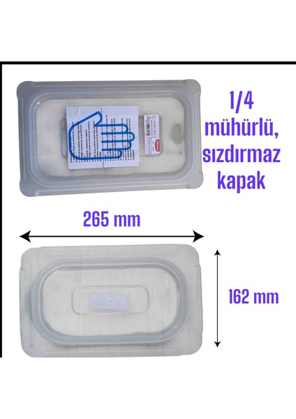 1 Adet 1/4 Mühürlü, Sızdırmaz Gastronom Küvet Kapağı ( Hem Polikarbon, Hem Polipropilen, Hemde Çelik 1/4 Gastronom Küvetler ile Uyumludur)