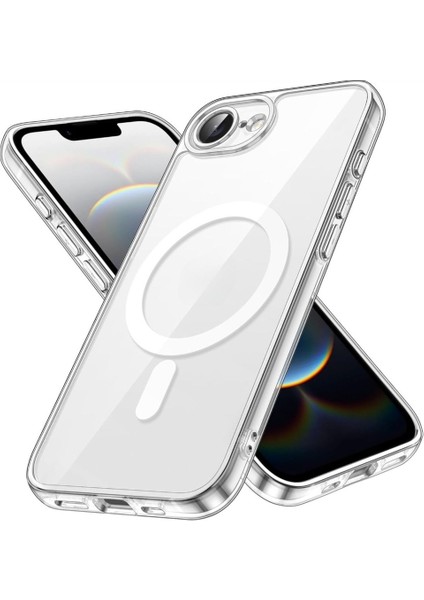 Apple iPhone 16E Kılıf Magsafe Wireless Kablosuz Şarj Destekli Sert Şeffaf Darbe Emici Kapak