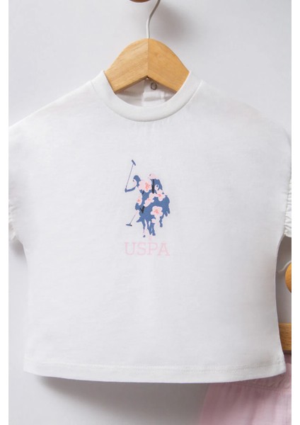 Us Polo Kız Bebek Pantolonlu Takım 6-36 Ay Ekru