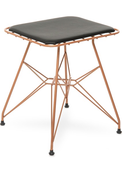 Akın Lüx Tel Tabure - Siyah / Bakır - 45X34X44 cm