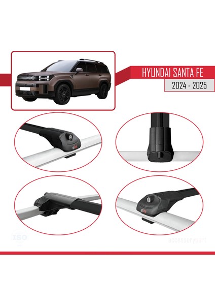 Hyundai Santa Fe 2024-2025 Arası ile Uyumlu Ace-1 Ara Atkı Tavan Barı Siyah 3 Adet fırsatları