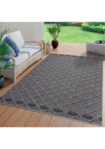 Geometrik Çizgiler Modern Tasarımlar Iskandinav Dokuma Taban Iç ve Dış Mekan Ince Sisal Halı Gri
