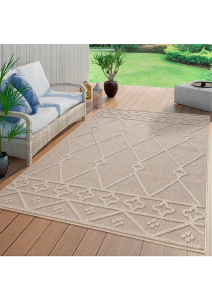 Geometrik Çizgiler Modern Tasarımlar Iskandinav Dokuma Taban Iç ve Dış Mekan Ince Sisal Halı Bej
