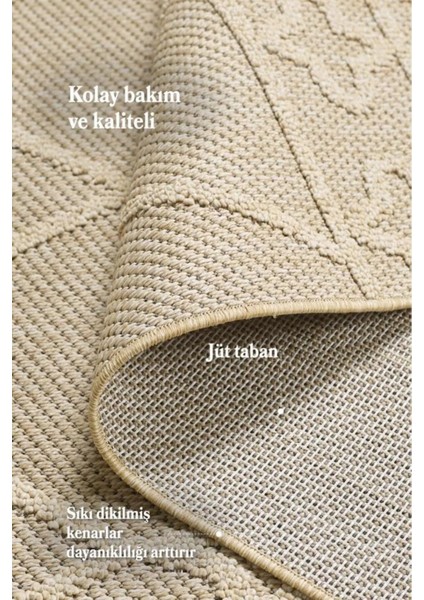 Geometrik Çizgiler Modern Tasarımlar Iskandinav Dokuma Taban Iç ve Dış Mekan Ince Sisal Halı Bej modelleri