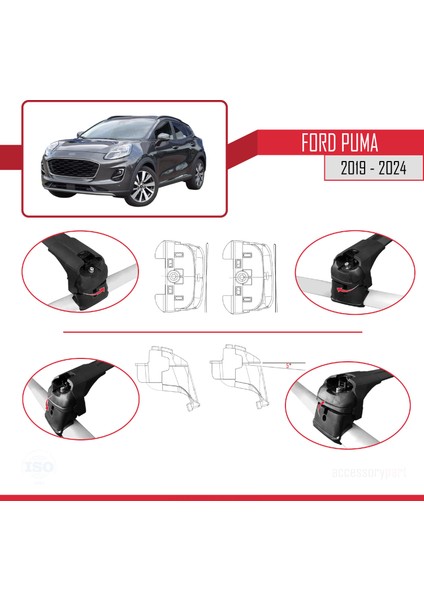 Ford Puma 2019-2024 Arası ile Uyumlu Ara Atkı Ace-2 Ara Atkı Tavan Barı Siyah 2 Adet fırsatları