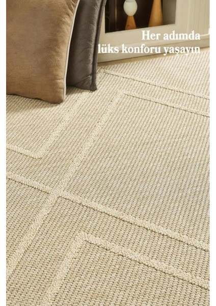 Geometrik Çizgiler Modern Tasarımlar Iskandinav Dokuma Taban Iç ve Dış Mekan Ince Sisal Halı Bej fiyatları