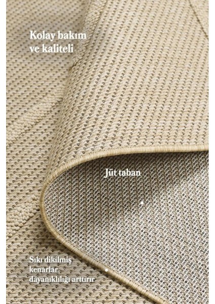 Geometrik Çizgiler Modern Tasarımlar Iskandinav Dokuma Taban Iç ve Dış Mekan Ince Sisal Halı Bej modelleri