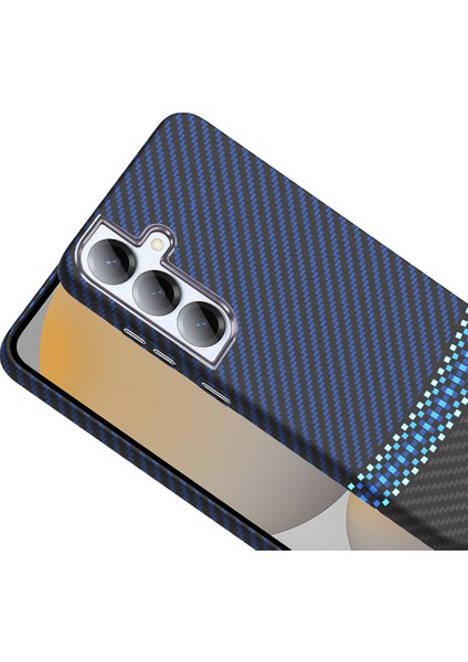 Samsung Galaxy S25 Kılıf M-Safe Şarj Özellikli Karbon Fiber Görünümlü Sah Gros Kapak - Lacivert fırsatları