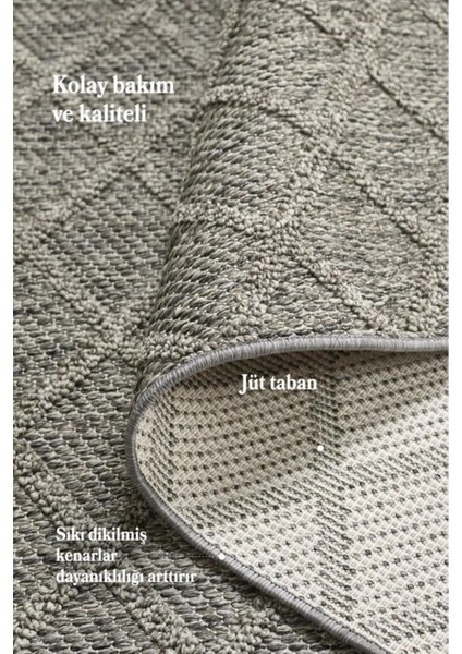 Geometrik Çizgiler Modern Tasarımlar Iskandinav Dokuma Taban Iç ve Dış Mekan İnce Sisal Halı Gri modelleri