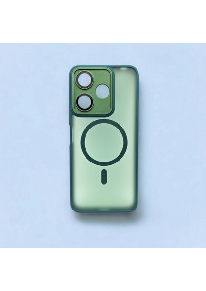Xiaomi Redmi 13 Magsafe Mat Yeşil Şeffaf Kılıf – Güçlü Koruma ve Dahili Kamera Koruma Lensi!