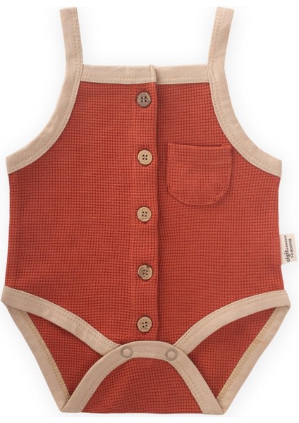 Biye Detaylı Waffle Zıbın 0-3 Yaş Kiremit