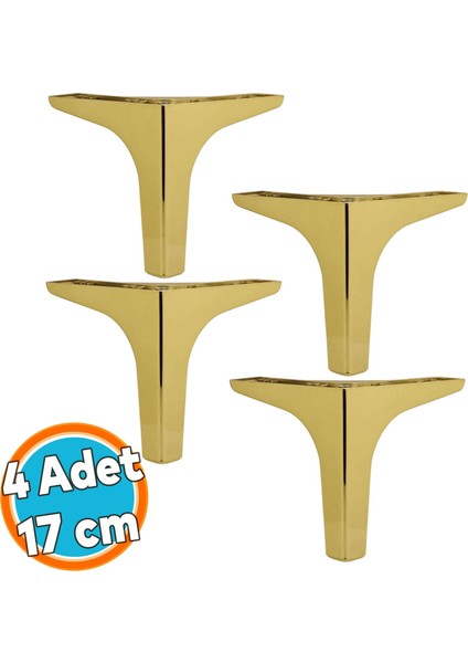 Mobilya Kanepe Sehpa Tv Ünitesi Koltuk Ayağı 17 cm Gold Altın Baza Ayak 4 Adet